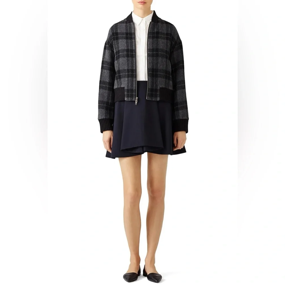 Vince Plaid Bomber Jacket - Black and Gray - Picture 2 of 9